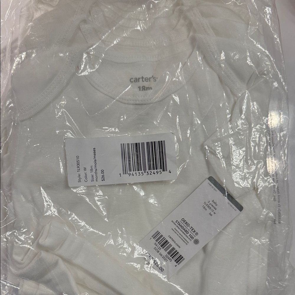 Carter's Soft White Infant Bodysuits